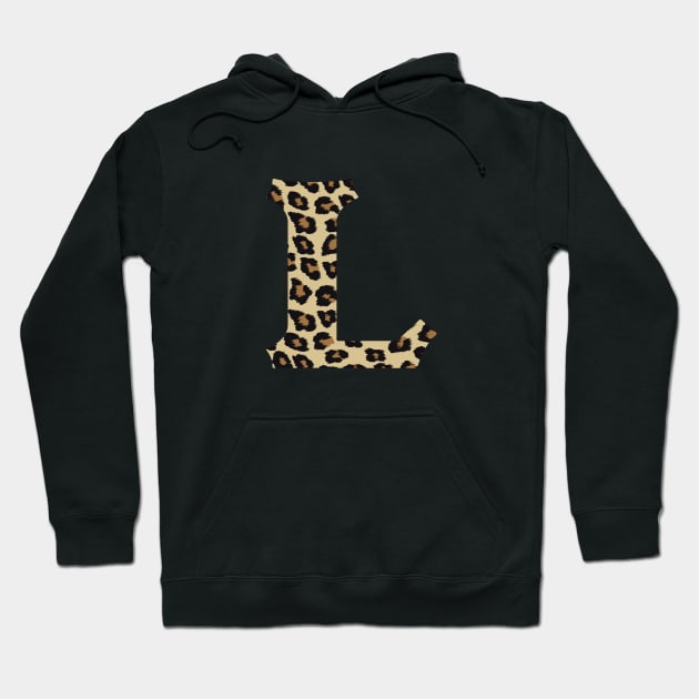 Letter L Leopard Cheetah Monogram Initial Hoodie by squeakyricardo